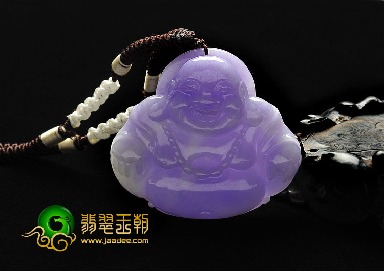 糯冰种紫罗兰缅甸翡翠A货玉佛挂件