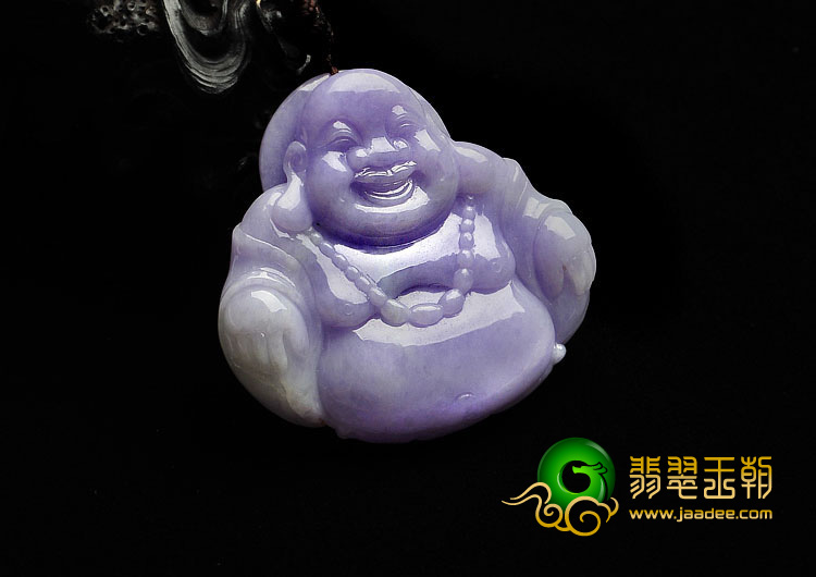 糯冰种紫罗兰缅甸翡翠A货玉佛挂件