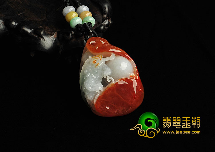 糯冰种红黄翡飘花缅甸翡翠A货随机应变挂件