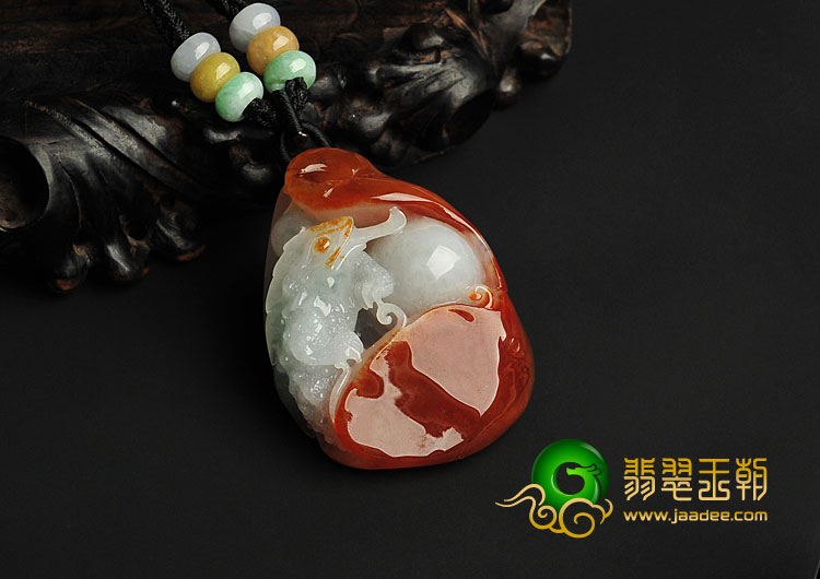 糯冰种红黄翡飘花缅甸翡翠A货随机应变挂件