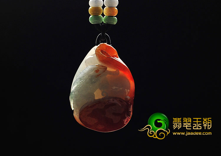 糯冰种红黄翡飘花缅甸翡翠A货随机应变挂件