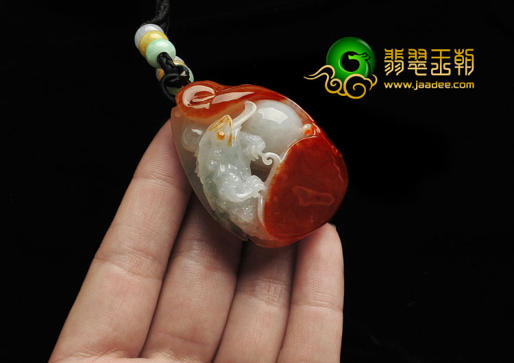 糯冰种红黄翡飘花缅甸翡翠A货随机应变挂件