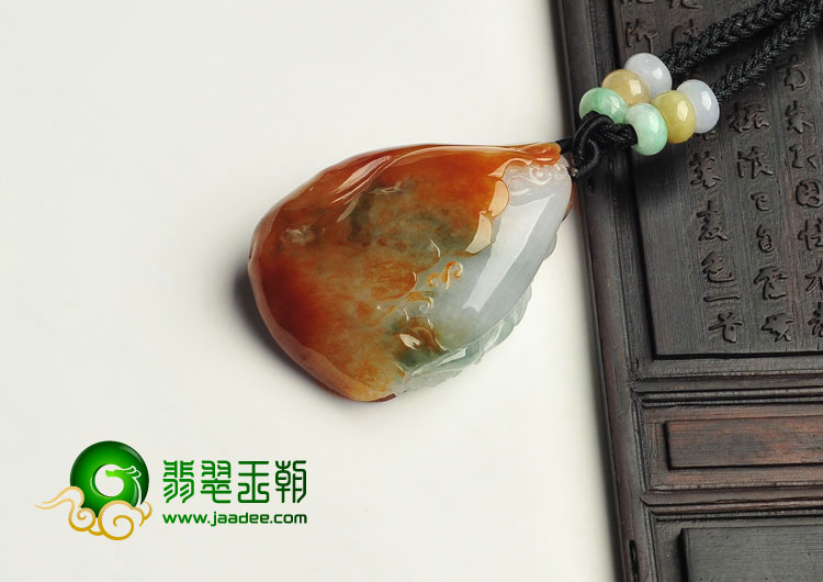 糯冰种红黄翡飘花缅甸翡翠A货随机应变挂件
