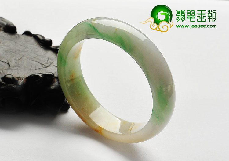 糯冰种黄加绿缅甸翡翠A货手镯（54.9mm）