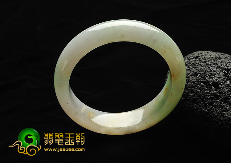 糯冰种黄加绿缅甸翡翠A货手镯（54.9mm）