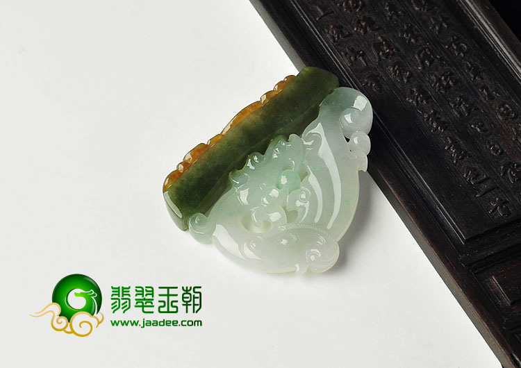 糯冰种褐黄翡缅甸翡翠A货仿古龙挂件
