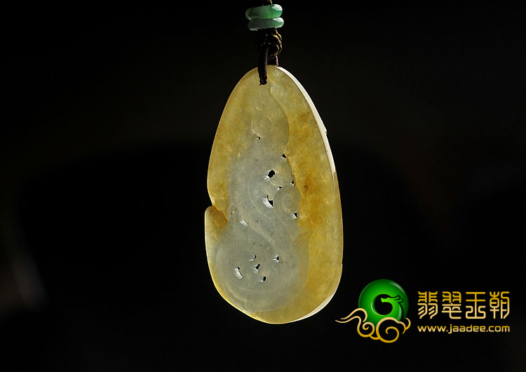 冰种褐黄翡缅甸翡翠A货仿古龙牌挂件
