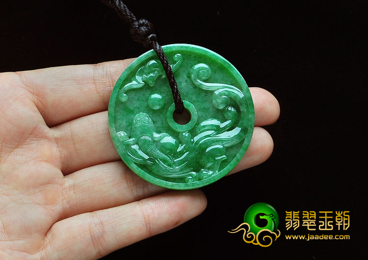 糯冰种翠色缅甸翡翠A货平安扣挂件