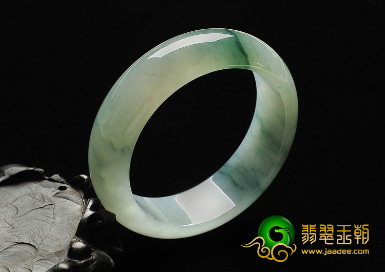冰种晴水飘花缅甸翡翠A货手镯（52.3mm）