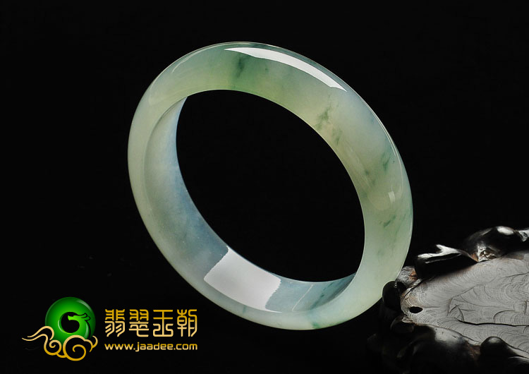 冰种晴水飘花缅甸翡翠A货手镯（55mm）