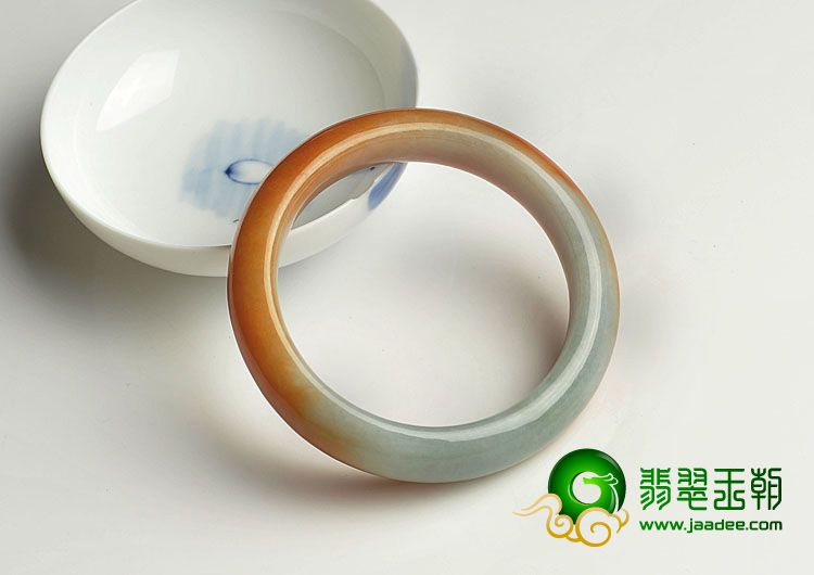（超值推荐）糯冰种红黄翡缅甸翡翠A货手镯（57.2mm）