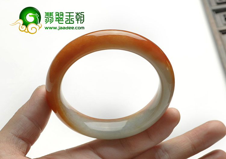 （超值推荐）糯冰种红黄翡缅甸翡翠A货手镯（57.2mm）