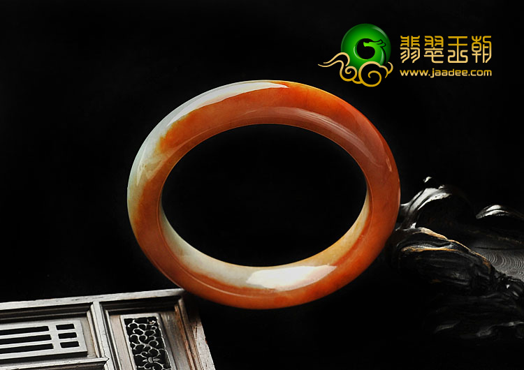 （超值推荐）糯冰种红黄翡缅甸翡翠A货手镯（57.2mm）