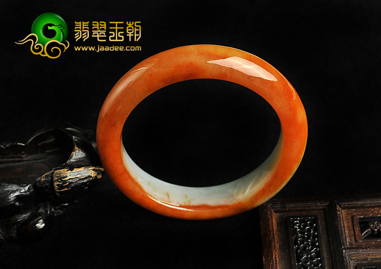 （超值推荐）糯冰种红黄翡缅甸翡翠A货手镯（57.2mm）