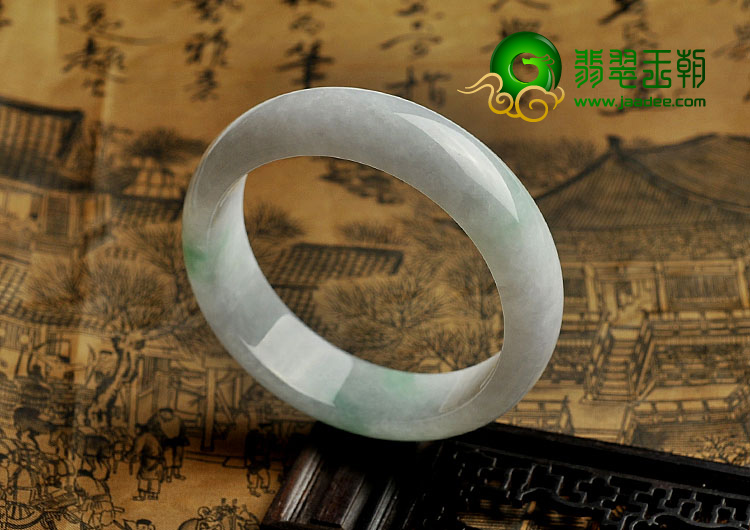 糯冰种飘翠缅甸翡翠A货手镯（58mm）
