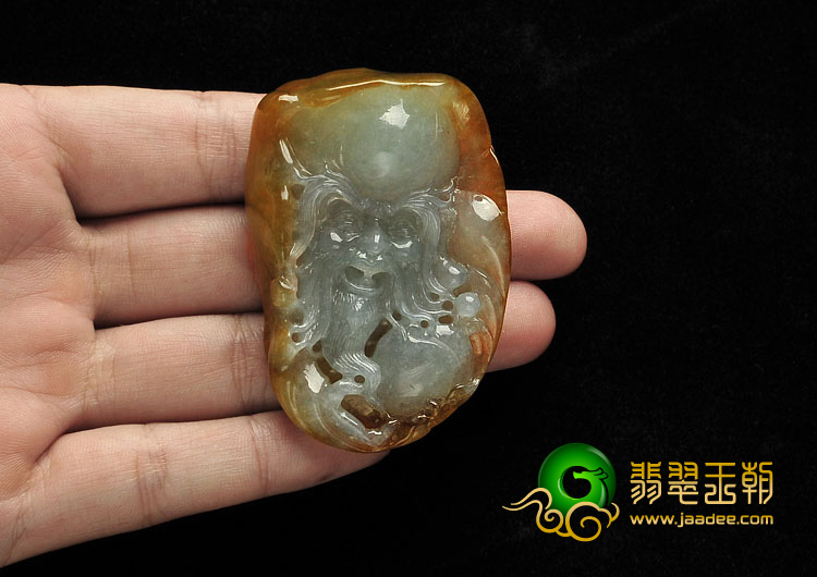 冰种褐黄翡缅甸翡翠A货寿星挂件
