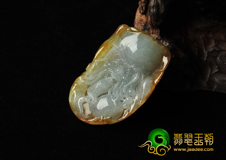 冰种褐黄翡缅甸翡翠A货寿星挂件
