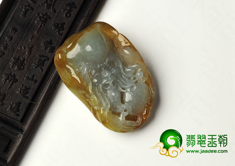 冰种褐黄翡缅甸翡翠A货寿星挂件