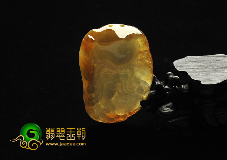冰种褐黄翡缅甸翡翠A货寿星挂件
