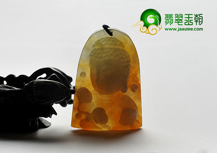 冰种红黄翡缅甸翡翠A货释迦牟尼挂件