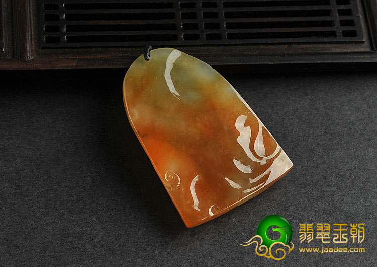 冰种红黄翡缅甸翡翠A货释迦牟尼挂件