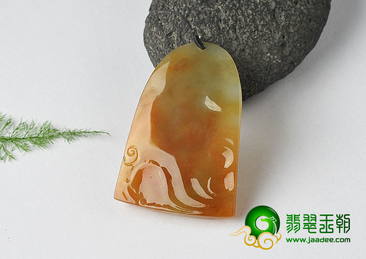 冰种红黄翡缅甸翡翠A货释迦牟尼挂件