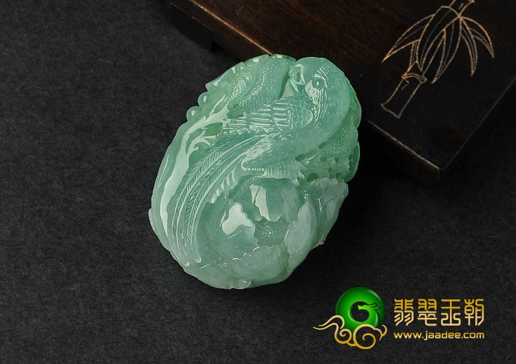 糯冰种晴水缅甸翡翠A货花开富贵挂件