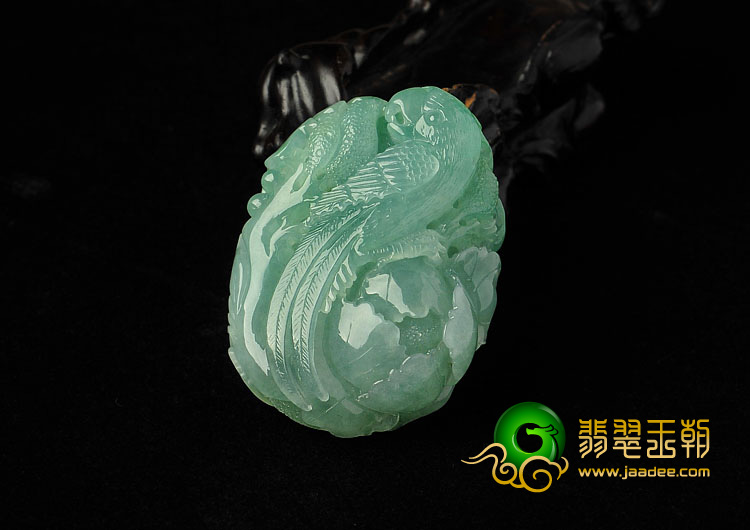 糯冰种晴水缅甸翡翠A货花开富贵挂件