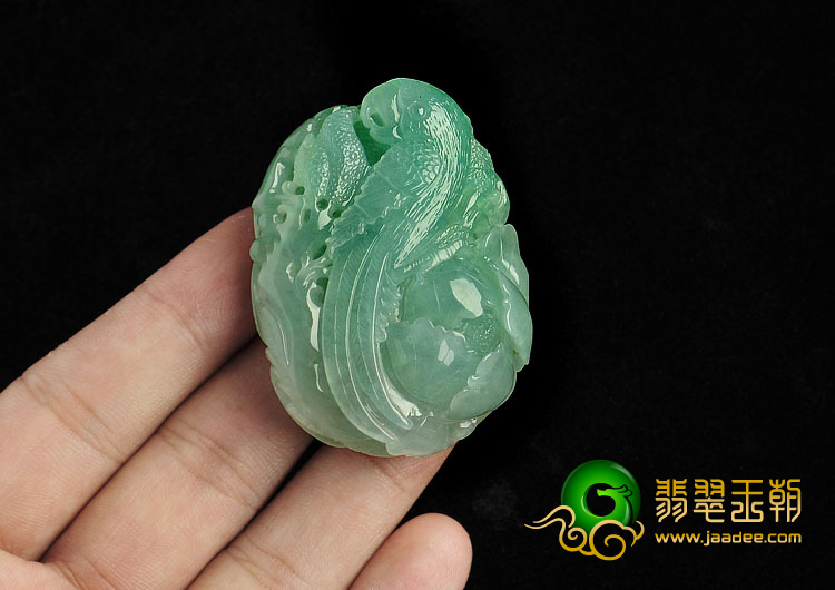 糯冰种晴水缅甸翡翠A货花开富贵挂件