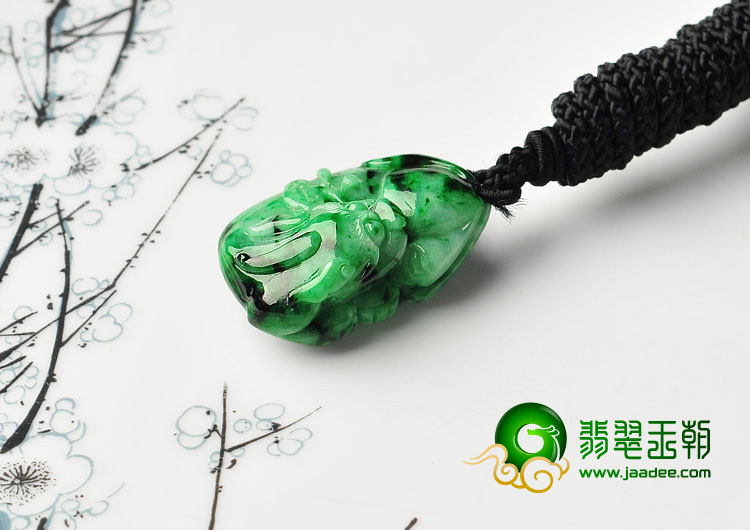 糯冰种廯加绿缅甸翡翠A货貔貅挂件