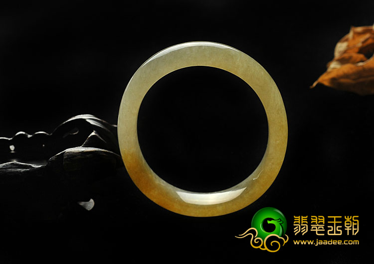 冰种黄翡缅甸翡翠A货贵妃镯（54.8mm-47mm）
