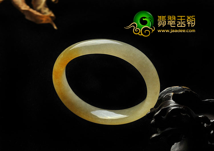 冰种黄翡缅甸翡翠A货贵妃镯（54.8mm-47mm）