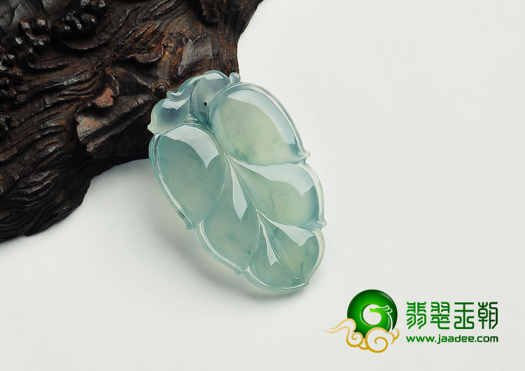 冰种略飘花缅甸翡翠A货叶子挂件
