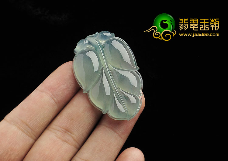冰种略飘花缅甸翡翠A货叶子挂件