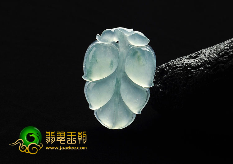 冰种略飘花缅甸翡翠A货叶子挂件
