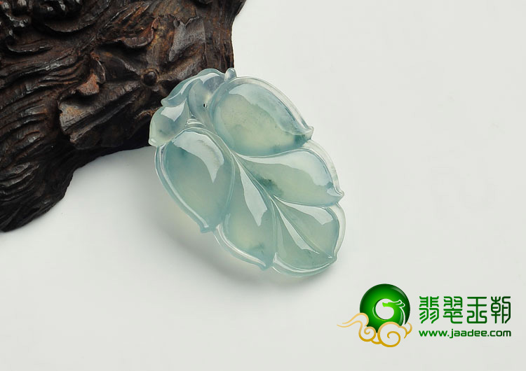 冰种略飘花缅甸翡翠A货叶子挂件
