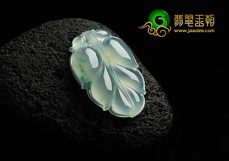 冰种略飘花缅甸翡翠A货叶子挂件