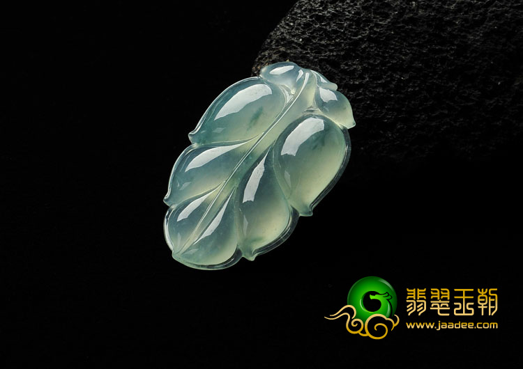 冰种略飘花缅甸翡翠A货叶子挂件