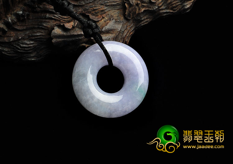 糯冰种淡春带彩缅甸翡翠A货平安环挂件