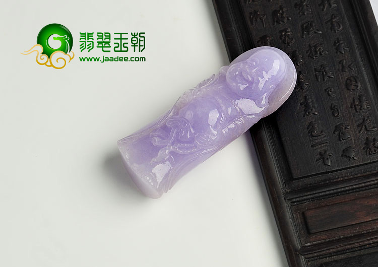 糯冰种紫罗兰缅甸翡翠A货站佛挂件
