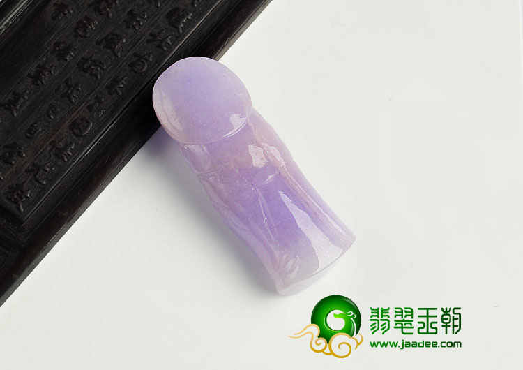 糯冰种紫罗兰缅甸翡翠A货站佛挂件