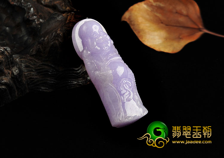 糯冰种紫罗兰缅甸翡翠A货站佛挂件