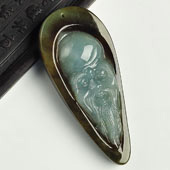 糯冰种褐翡缅甸翡翠A货寿星头挂件