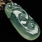 冰种晴水飘花缅甸翡翠A货如意挂件