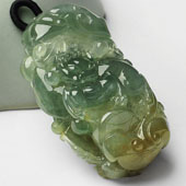 冰种褐黄翡晴水缅甸翡翠A货如意寿挂件