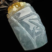 冰种晴水略带黄翡缅甸翡翠A货节节高挂件