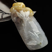 糯冰种淡紫罗兰黄翡缅甸翡翠A货节节高挂件