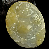 糯冰种黄翡缅甸翡翠A货如意佛挂件