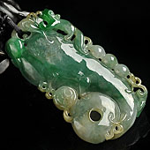 糯冰种黄加绿缅甸翡翠A货人生如意挂件