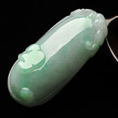 糯冰种春带彩缅甸翡翠A货福瓜挂件